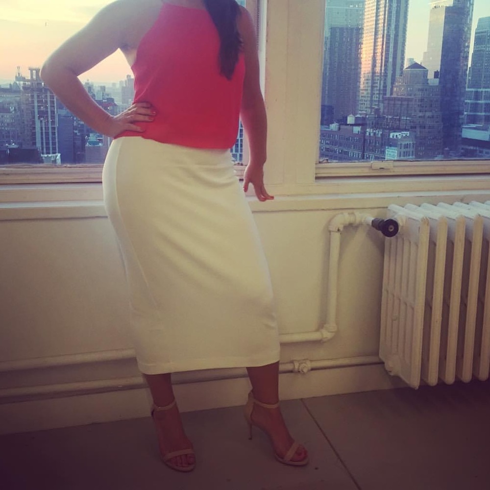 White Midi Stretch Skirt